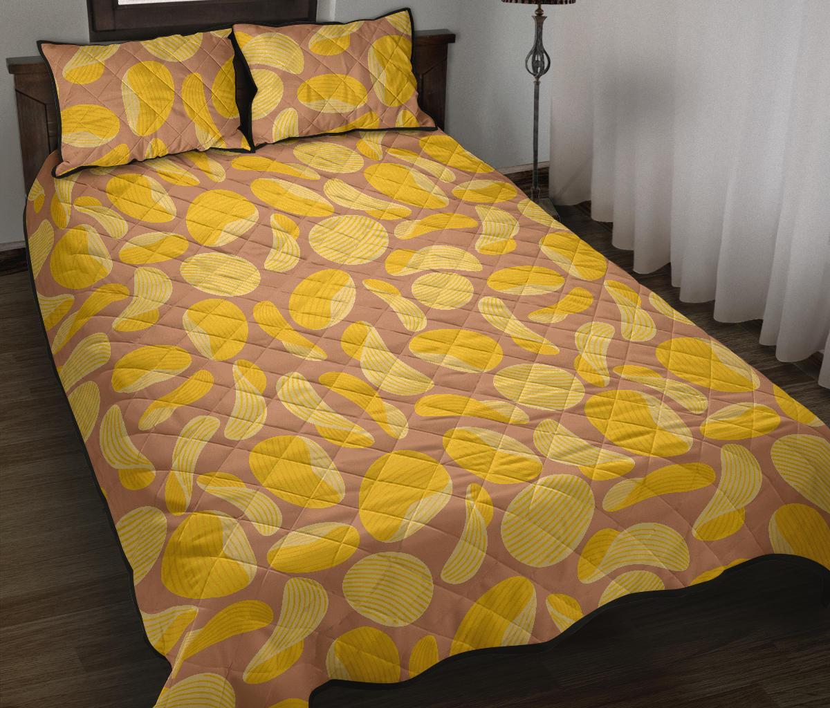 Potato Chip Pattern Print Bed Set Quilt-grizzshop