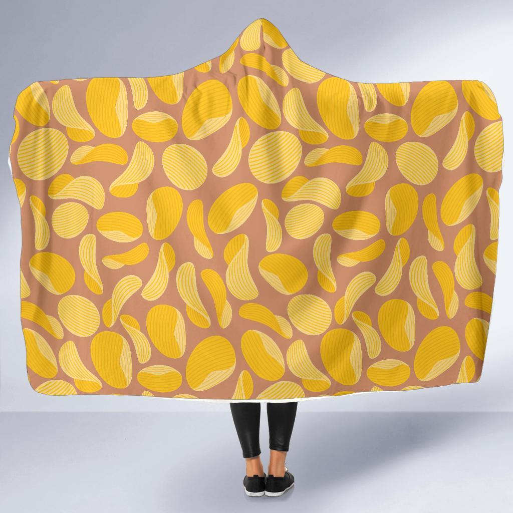 Potato Chip Pattern Print Hooded Blanket-grizzshop