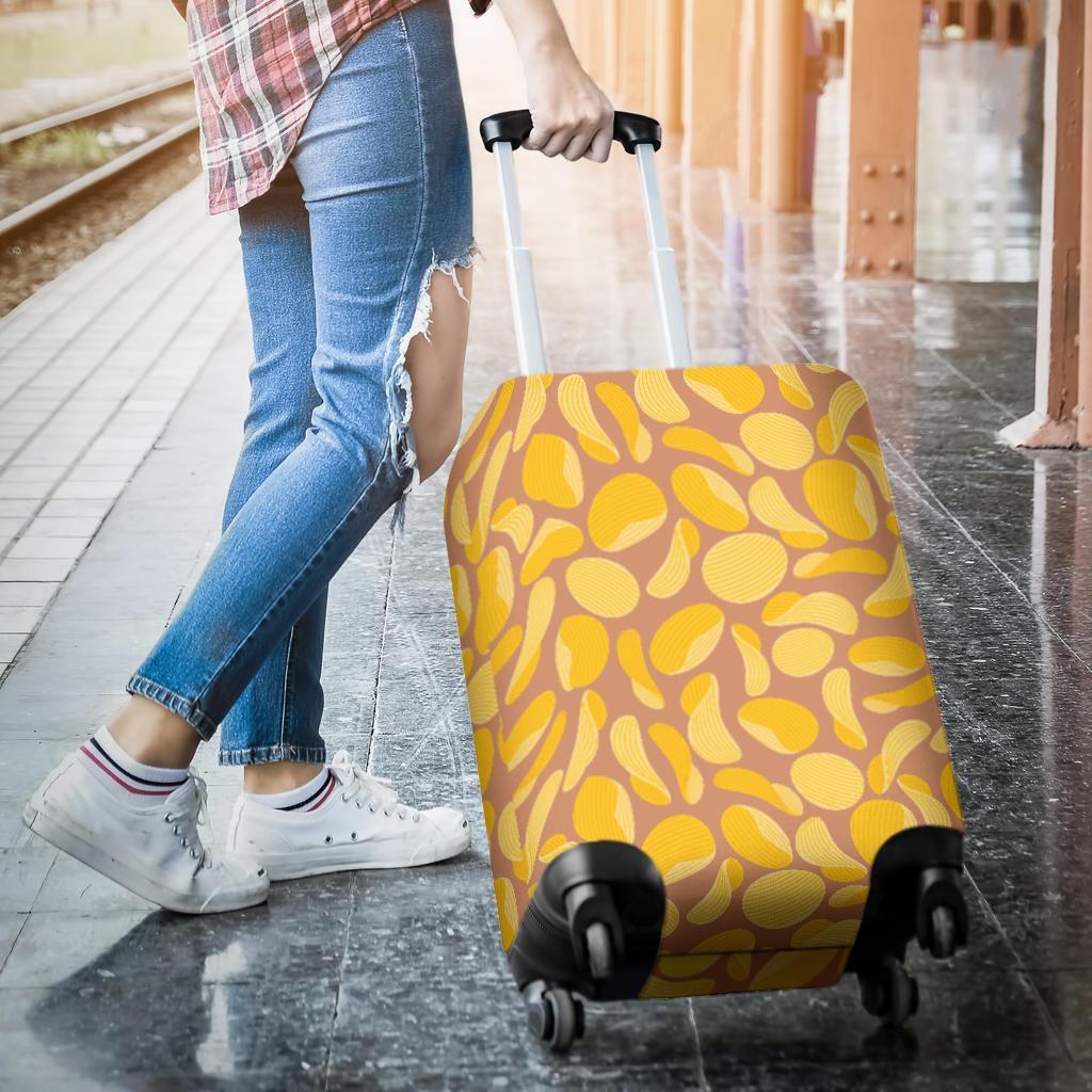 Potato Chip Pattern Print Luggage Cover Protector-grizzshop