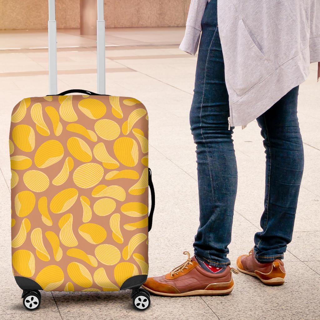 Potato Chip Pattern Print Luggage Cover Protector-grizzshop