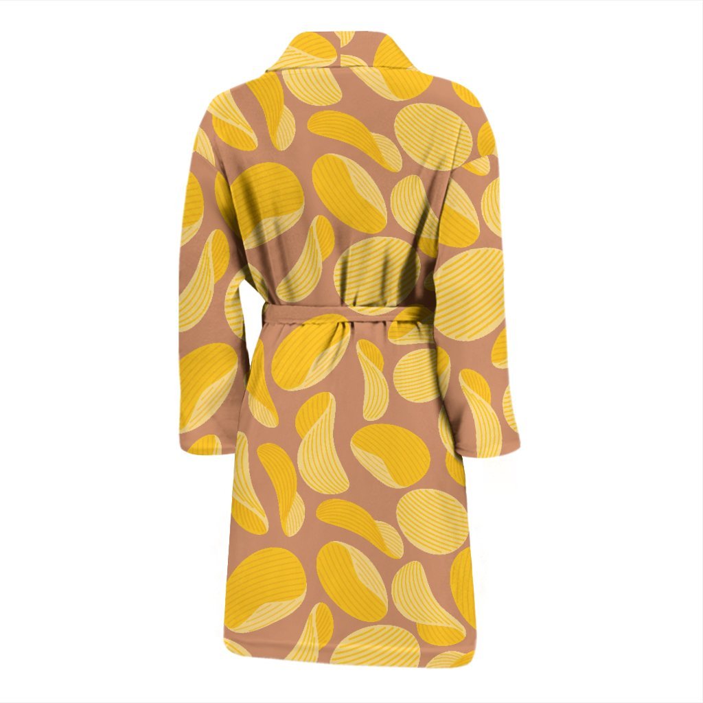 Potato Chip Pattern Print Men Long Robe-grizzshop