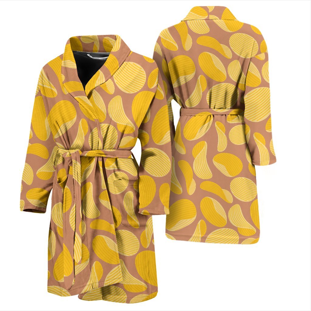 Potato Chip Pattern Print Men Long Robe-grizzshop