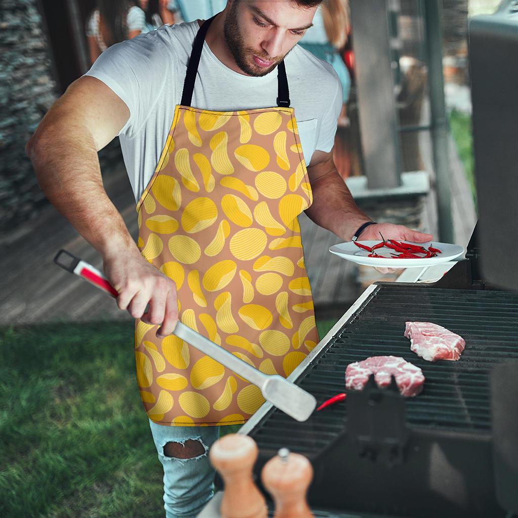 Potato Chip Pattern Print Men's Apron-grizzshop