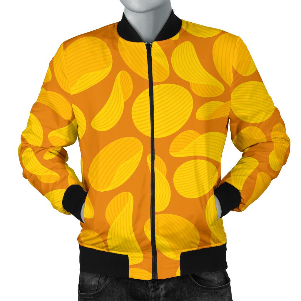 Potato Chip Pattern Print Men's Bomber Jacket-grizzshop