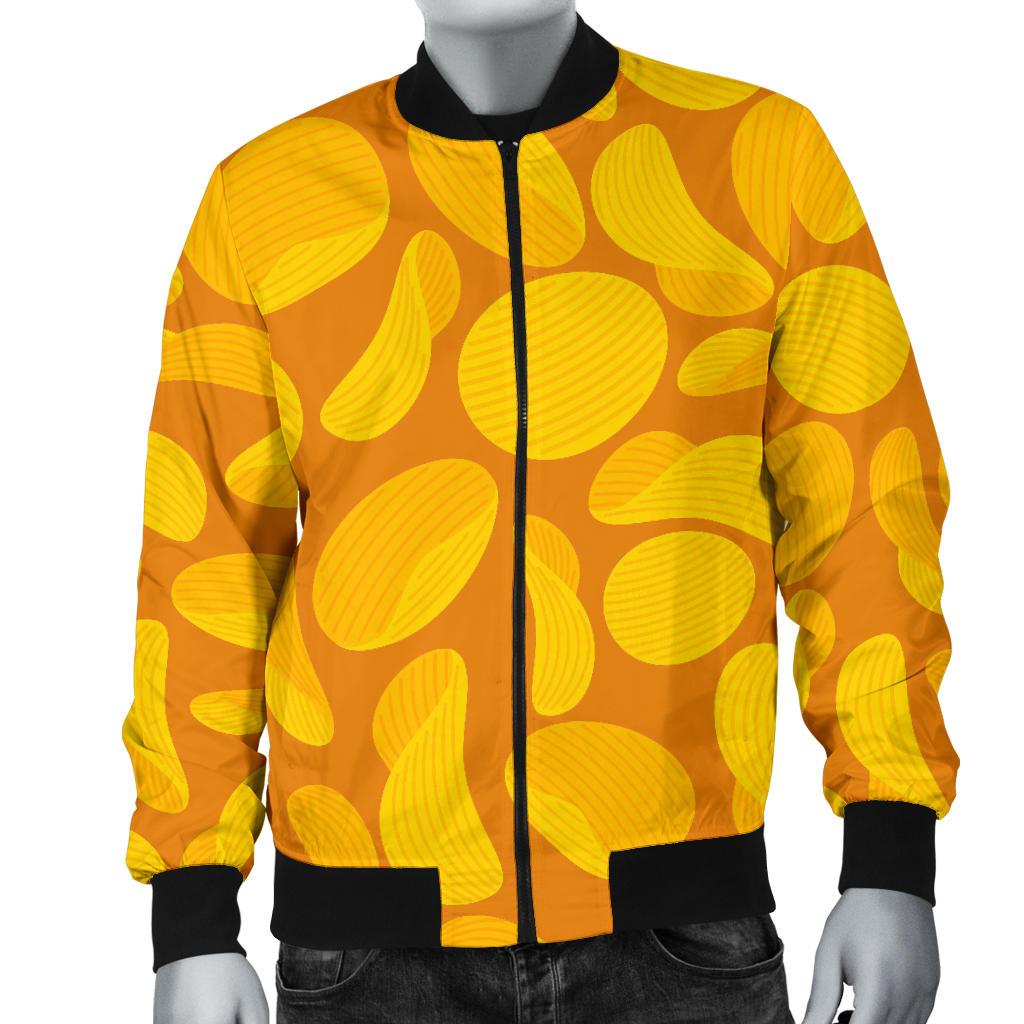 Potato Chip Pattern Print Men's Bomber Jacket-grizzshop