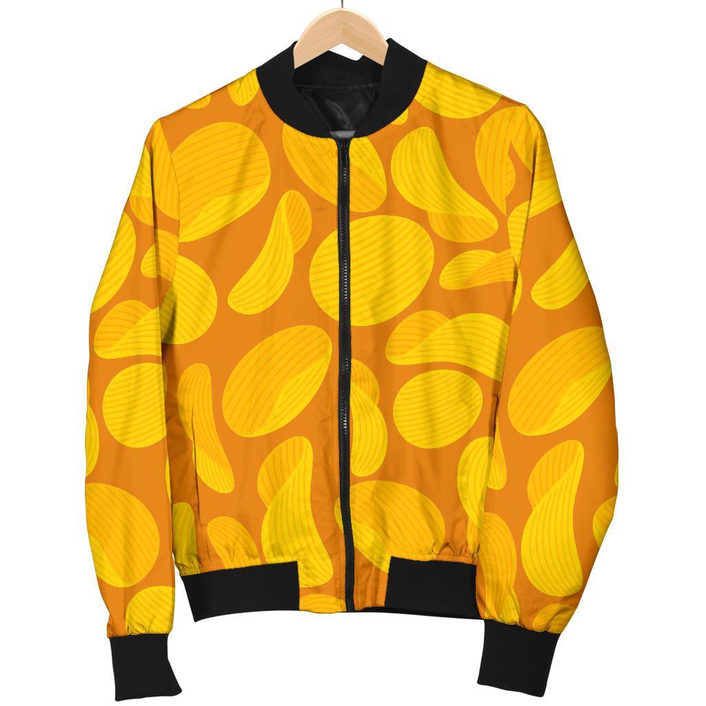 Potato Chip Pattern Print Men's Bomber Jacket-grizzshop