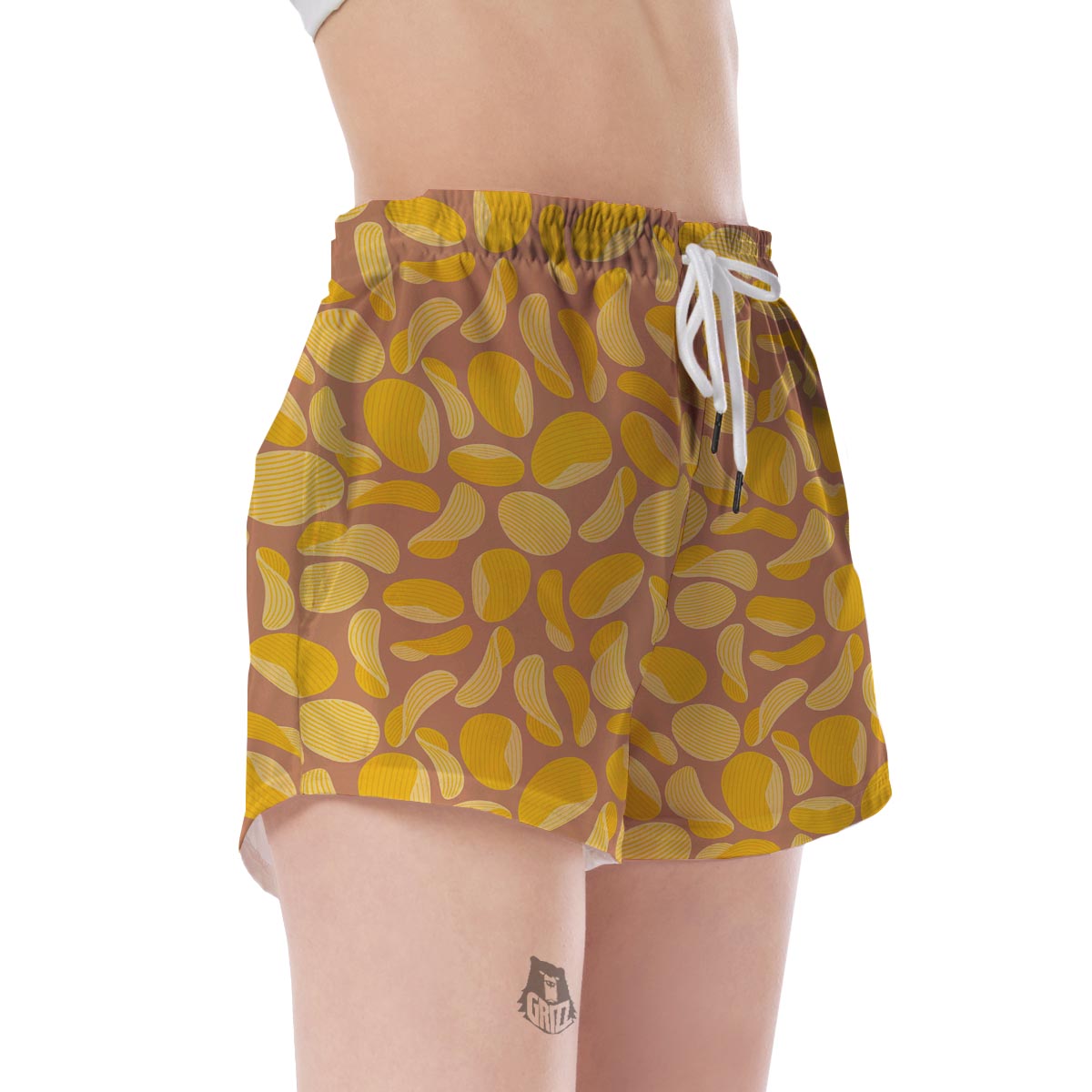 Potato Chip Pattern Print Women's Shorts-grizzshop