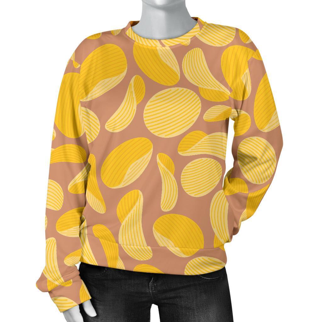 Potato Chip Pattern Print Women's Sweatshirt-grizzshop