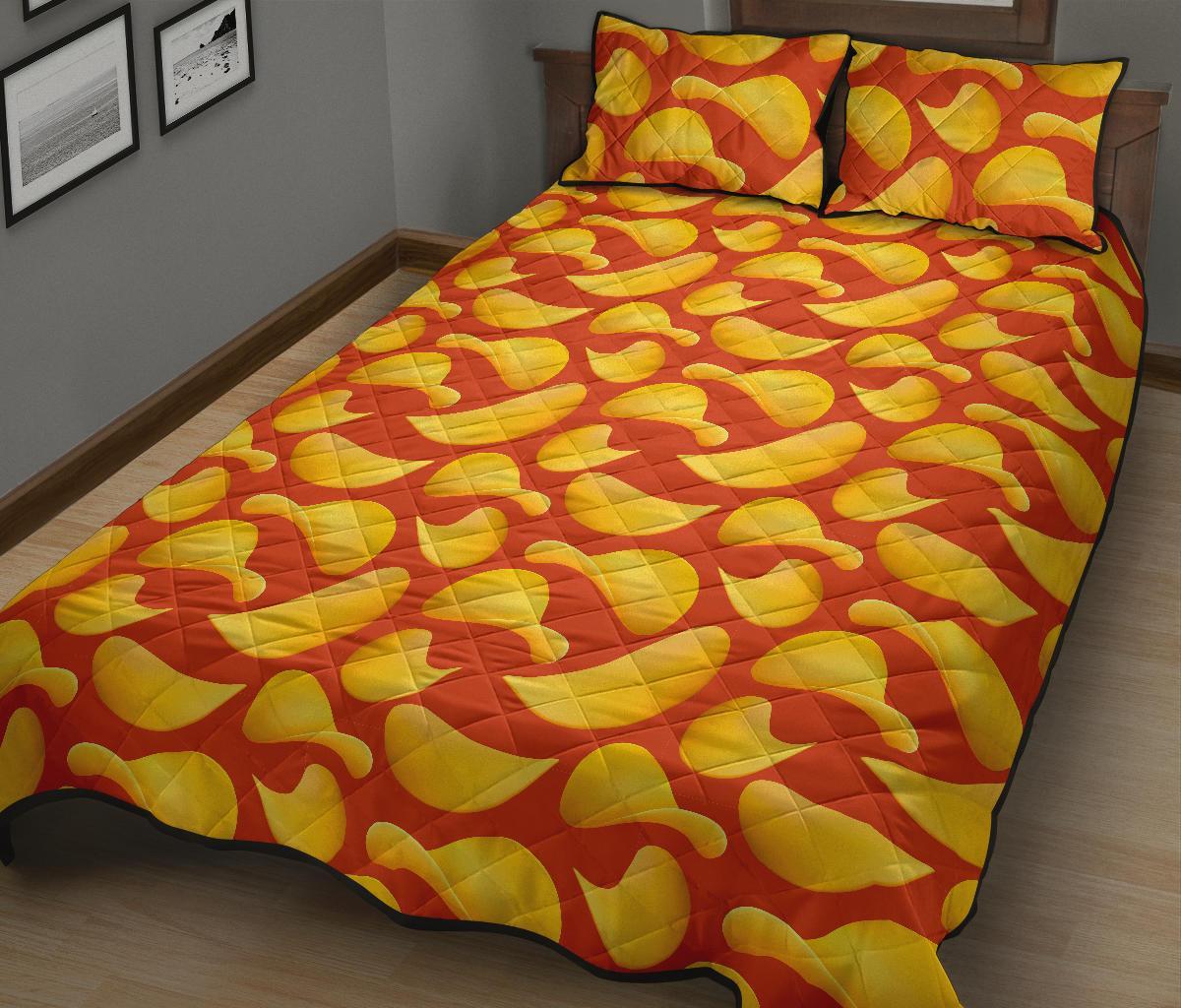 Potato Chip Print Pattern Bed Set Quilt-grizzshop