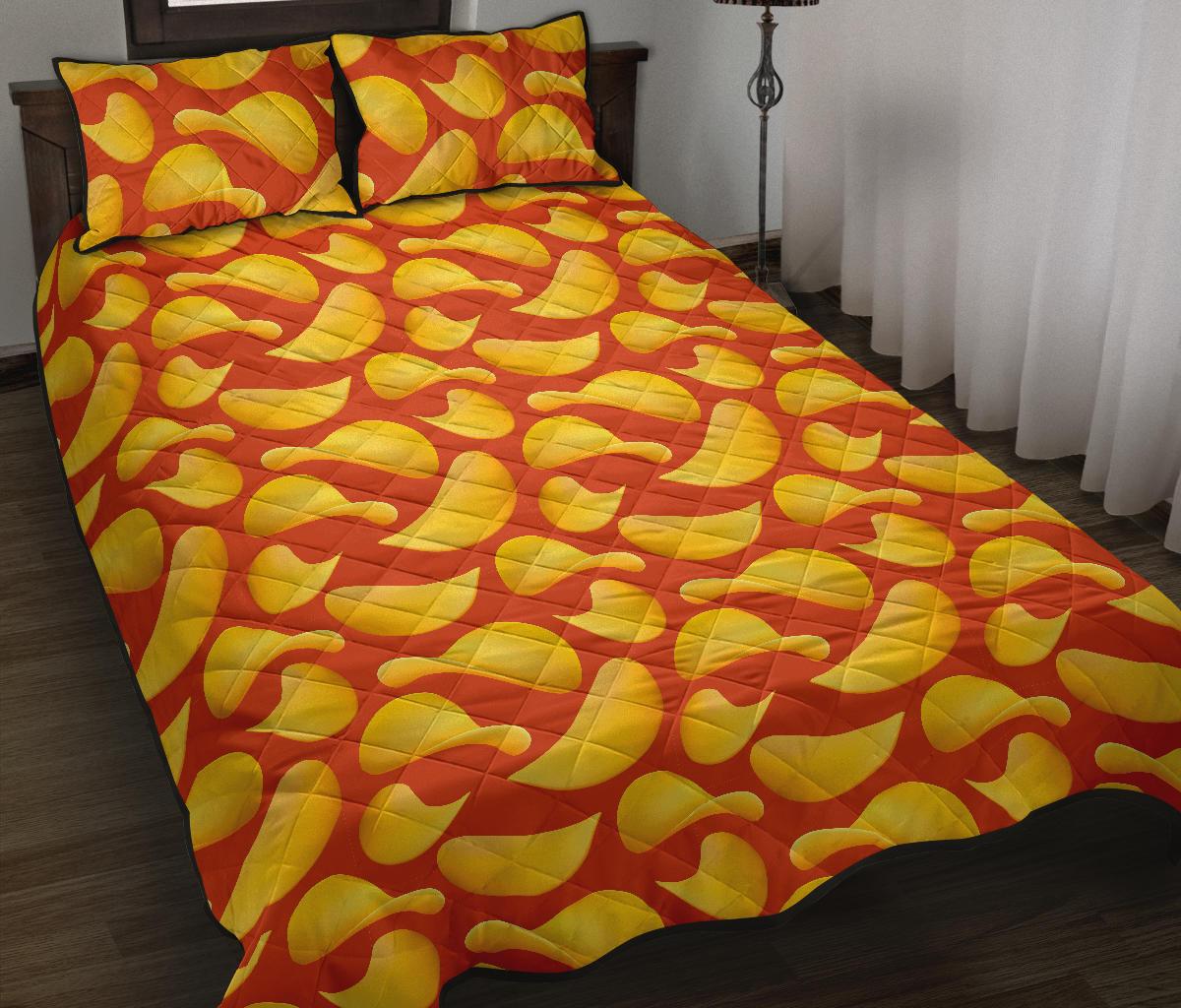 Potato Chip Print Pattern Bed Set Quilt-grizzshop