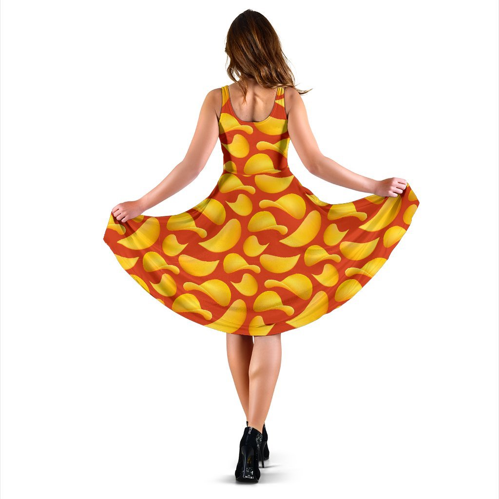 Potato Chip Print Pattern Dress-grizzshop