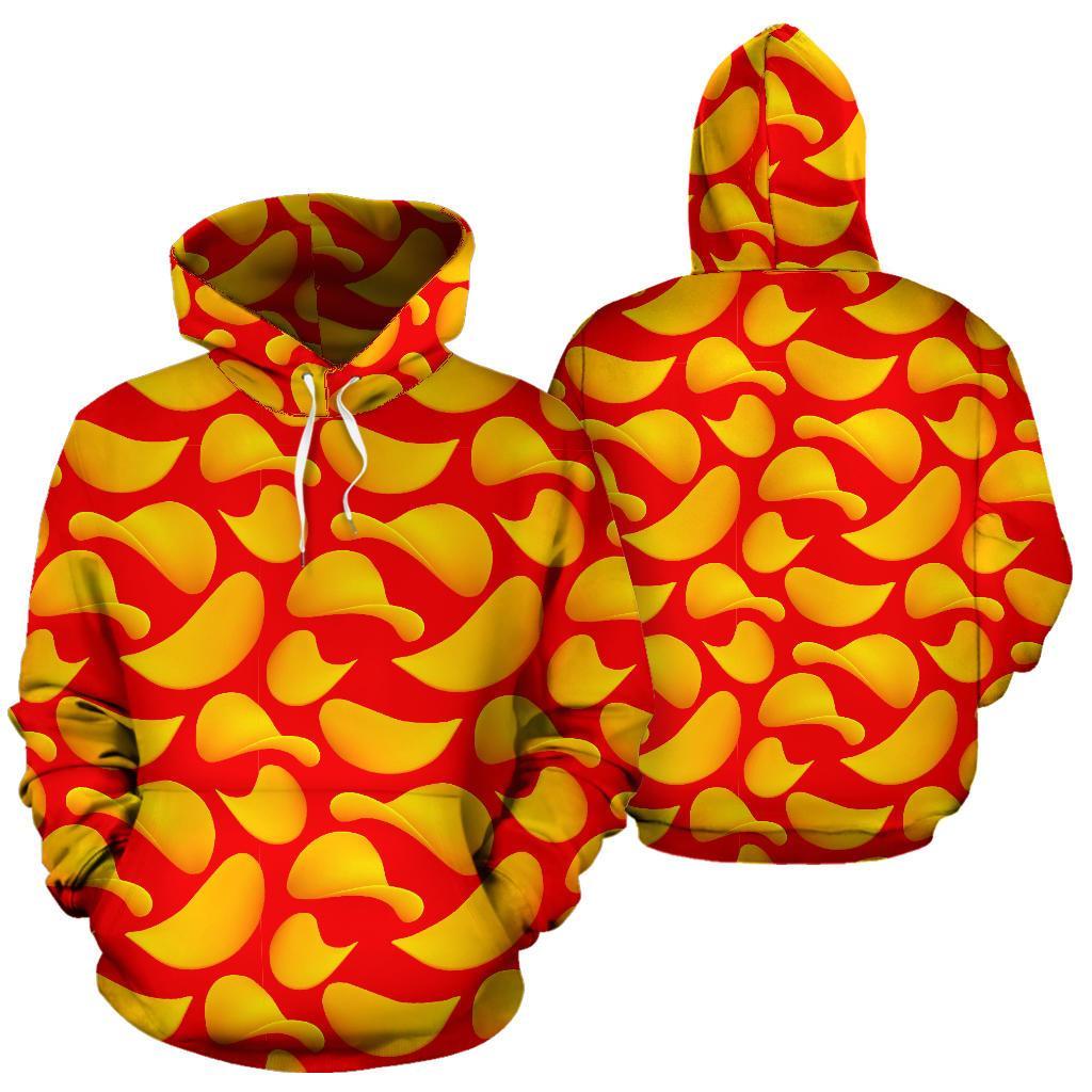 Potato Chip Print Pattern Men Women Pullover Hoodie-grizzshop