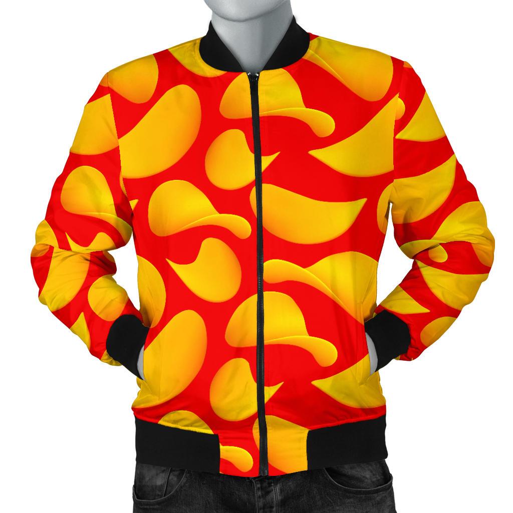 Potato Chip Print Pattern Men's Bomber Jacket-grizzshop