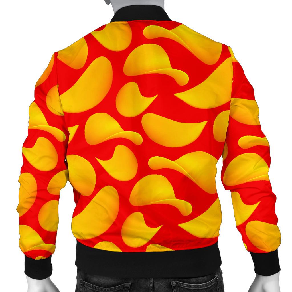 Potato Chip Print Pattern Men's Bomber Jacket-grizzshop