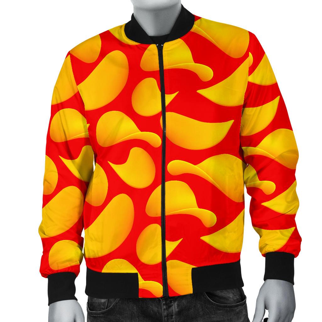 Potato Chip Print Pattern Men's Bomber Jacket-grizzshop