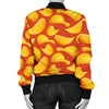 Potato Chip Print Pattern Women Casual Bomber Jacket-grizzshop