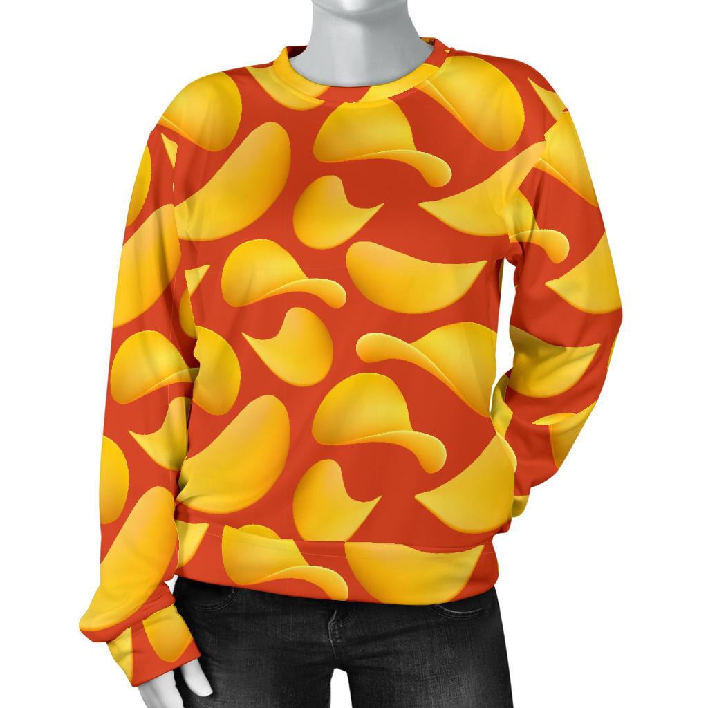 Potato Chip Print Pattern Women's Sweatshirt-grizzshop