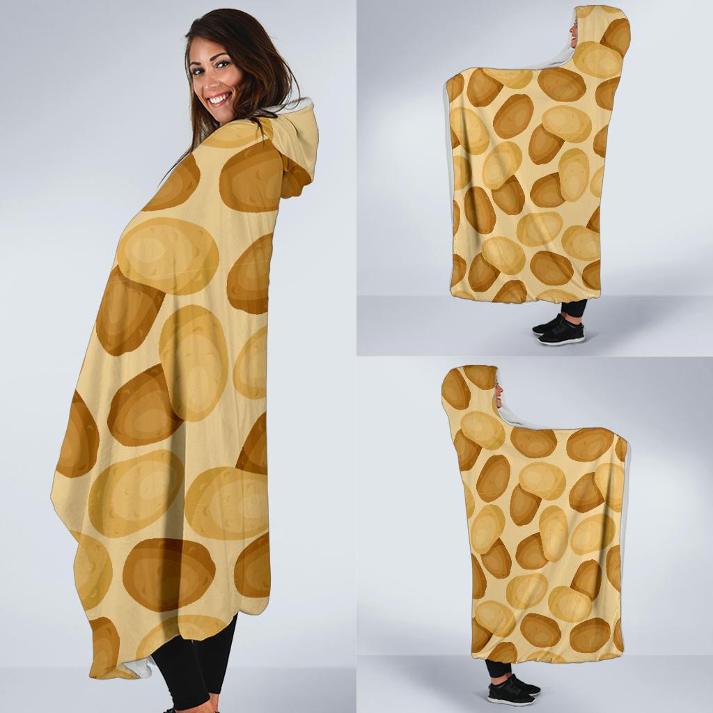 Potato Pattern Print Hooded Blanket-grizzshop