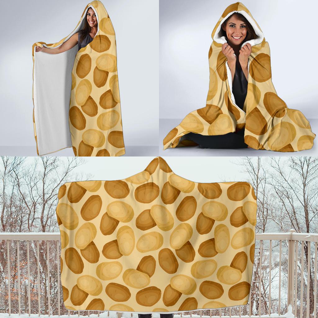 Potato Pattern Print Hooded Blanket-grizzshop