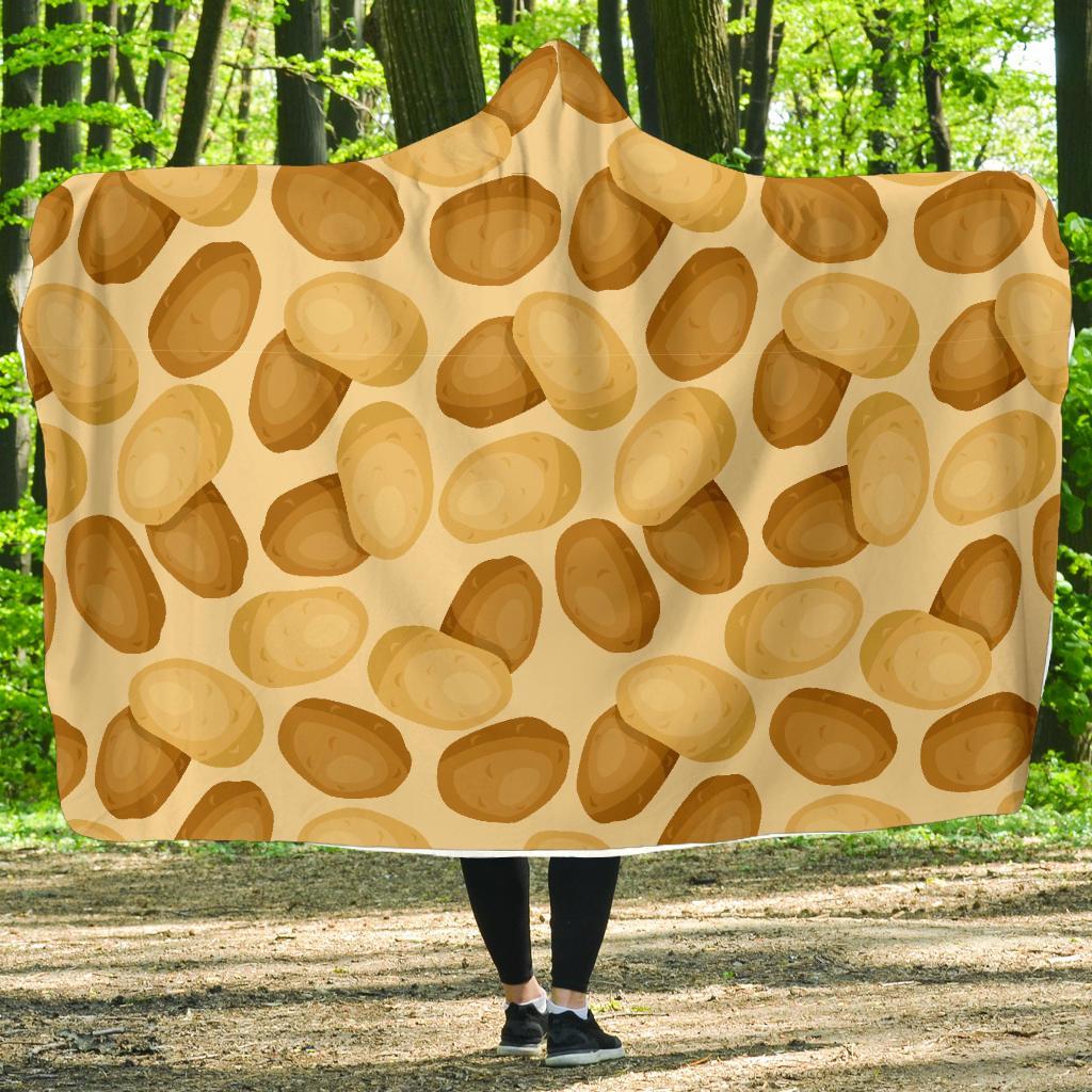 Potato Pattern Print Hooded Blanket-grizzshop