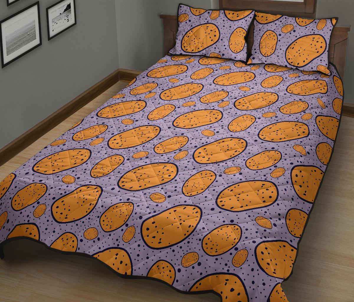 Potato Print Pattern Bed Set Quilt-grizzshop