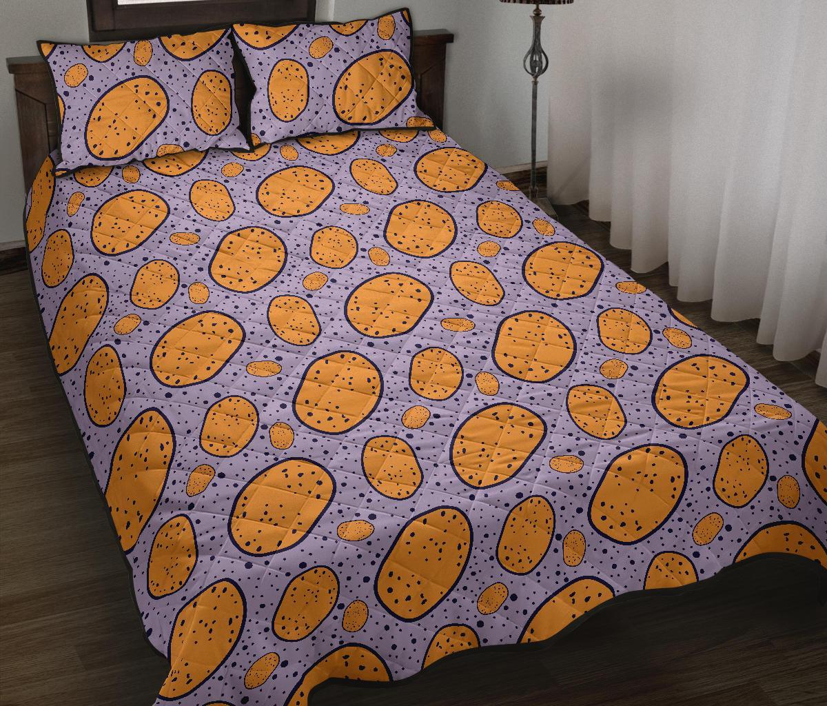 Potato Print Pattern Bed Set Quilt-grizzshop