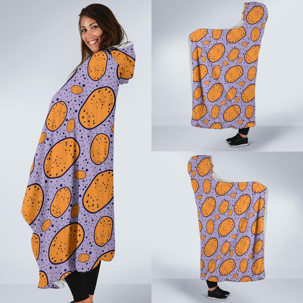 Potato Print Pattern Hooded Blanket-grizzshop