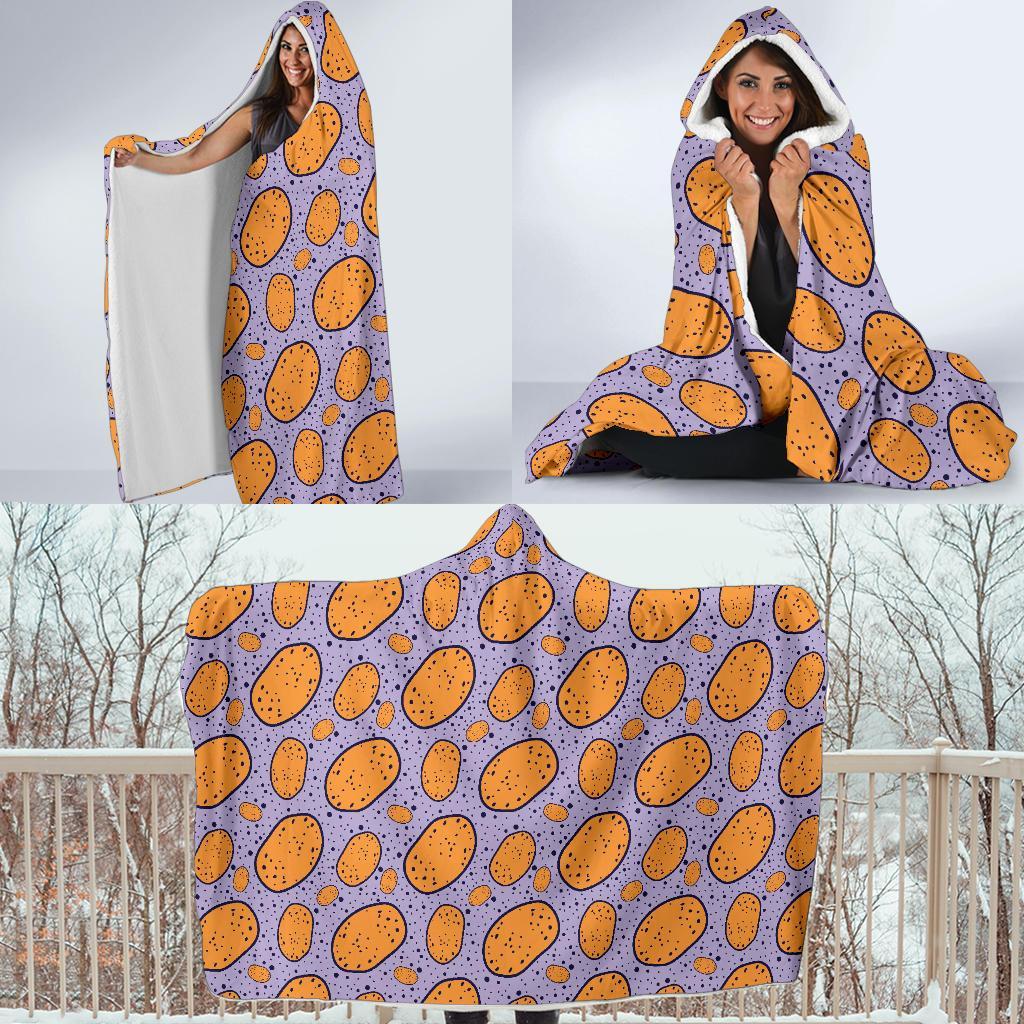 Potato Print Pattern Hooded Blanket-grizzshop