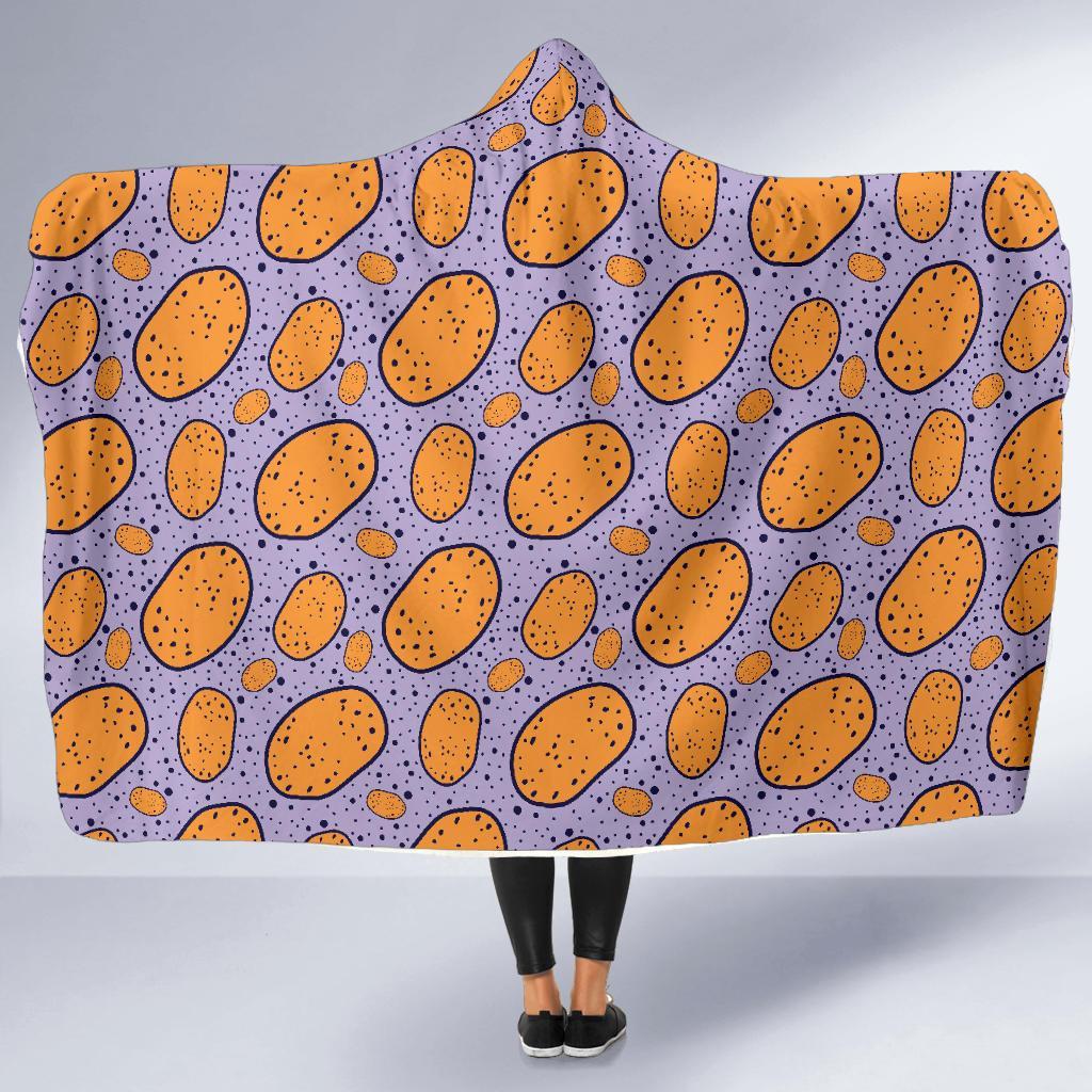 Potato Print Pattern Hooded Blanket-grizzshop