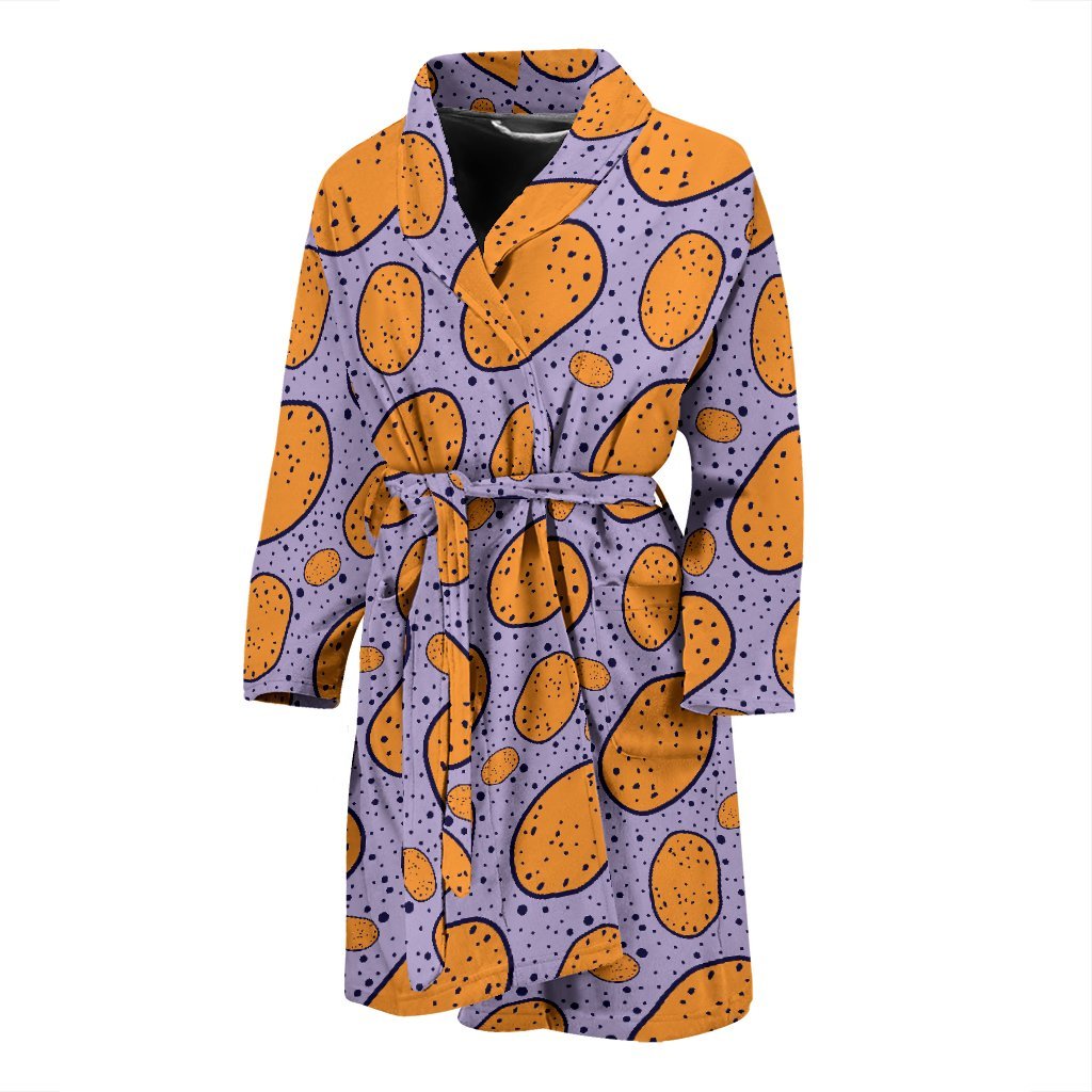 Potato Print Pattern Men Long Robe-grizzshop