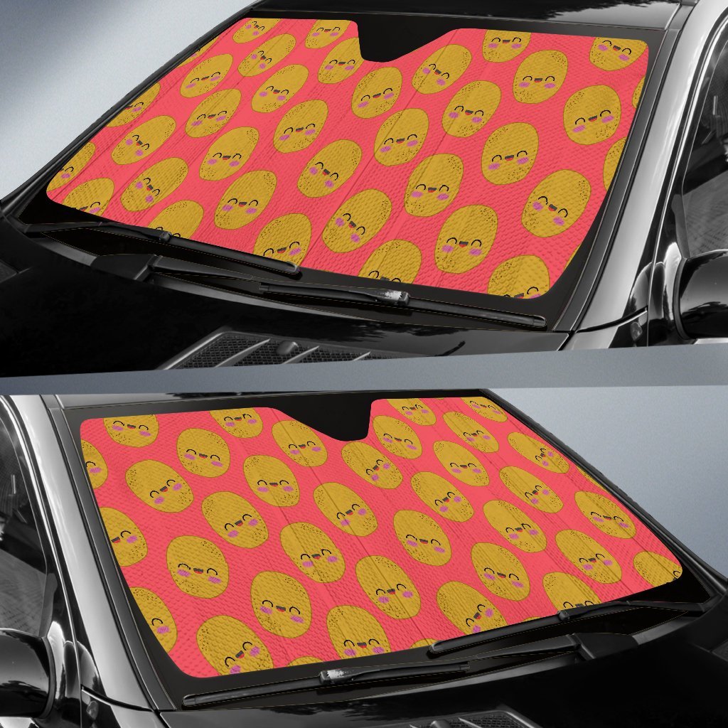 Potato Smile Pattern Print Car Sun Shade-grizzshop