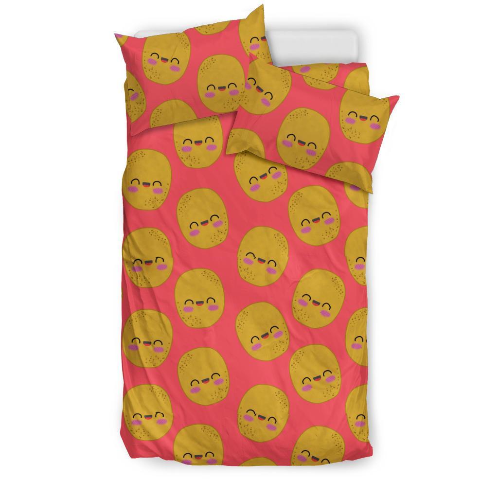 Potato Smile Pattern Print Duvet Cover Bedding Set-grizzshop