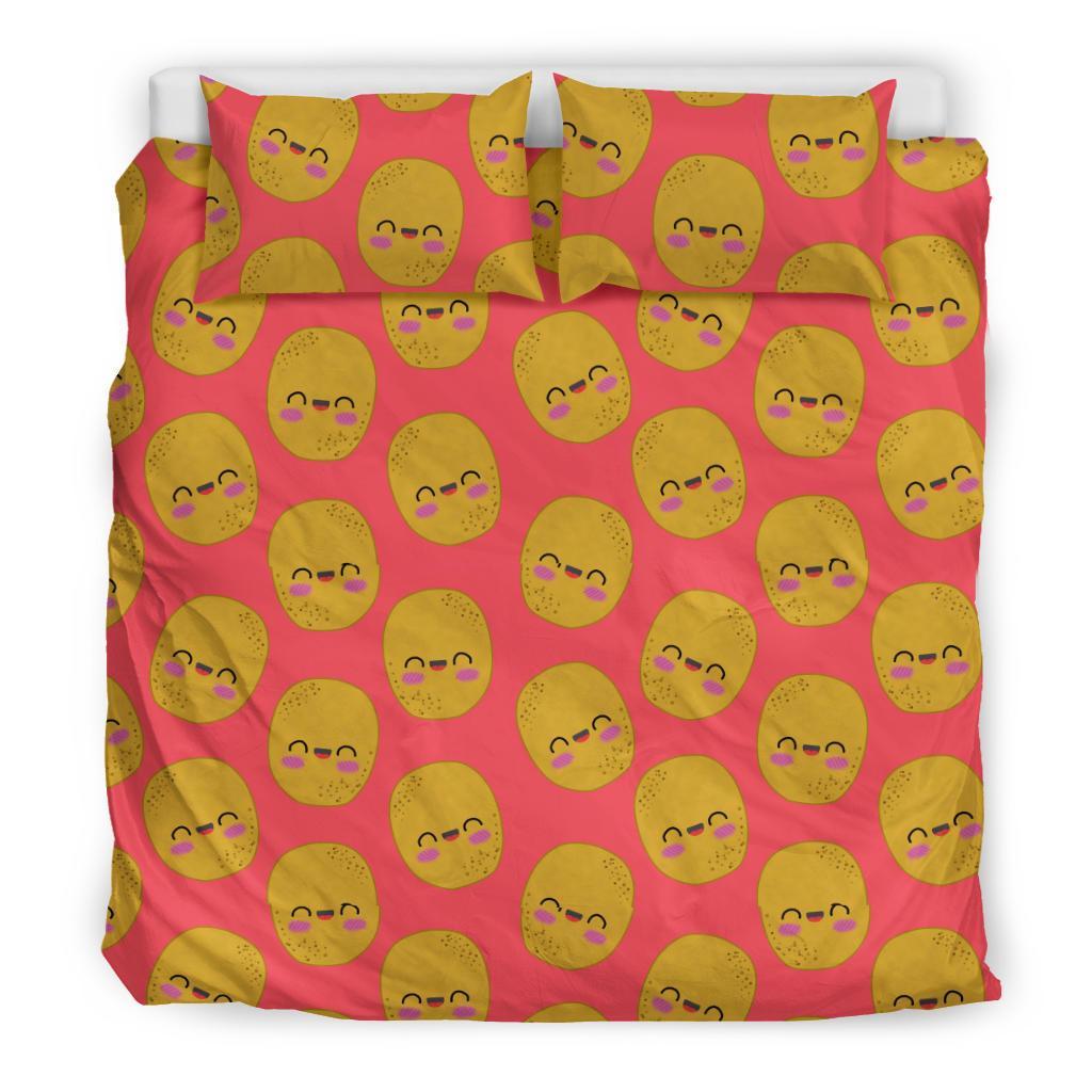 Potato Smile Pattern Print Duvet Cover Bedding Set-grizzshop