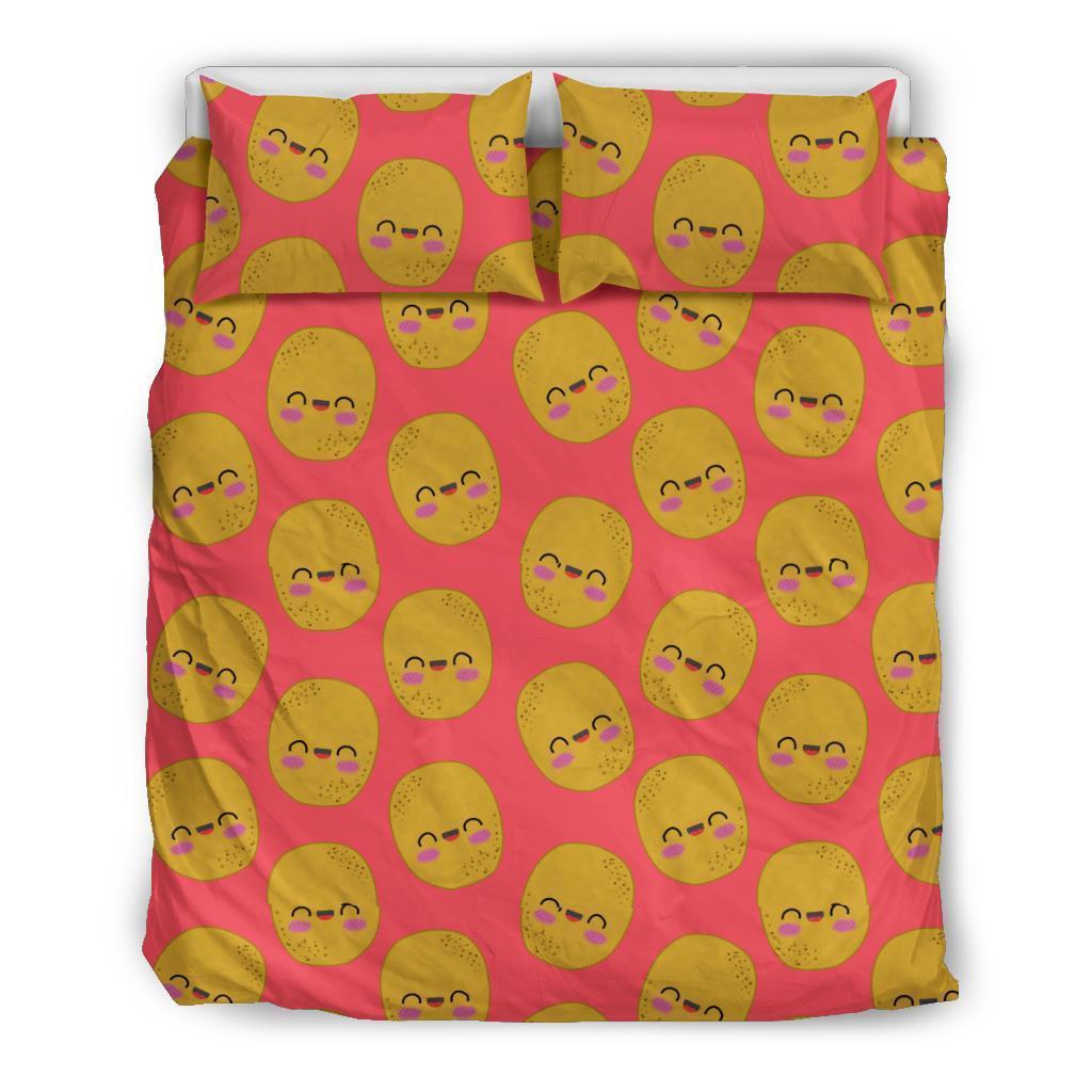 Potato Smile Pattern Print Duvet Cover Bedding Set-grizzshop