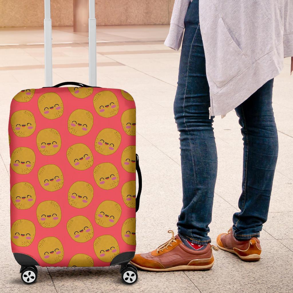 Potato Smile Pattern Print Luggage Cover Protector-grizzshop