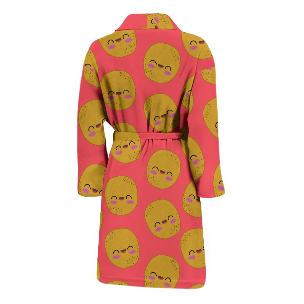 Potato Smile Pattern Print Men Long Robe-grizzshop