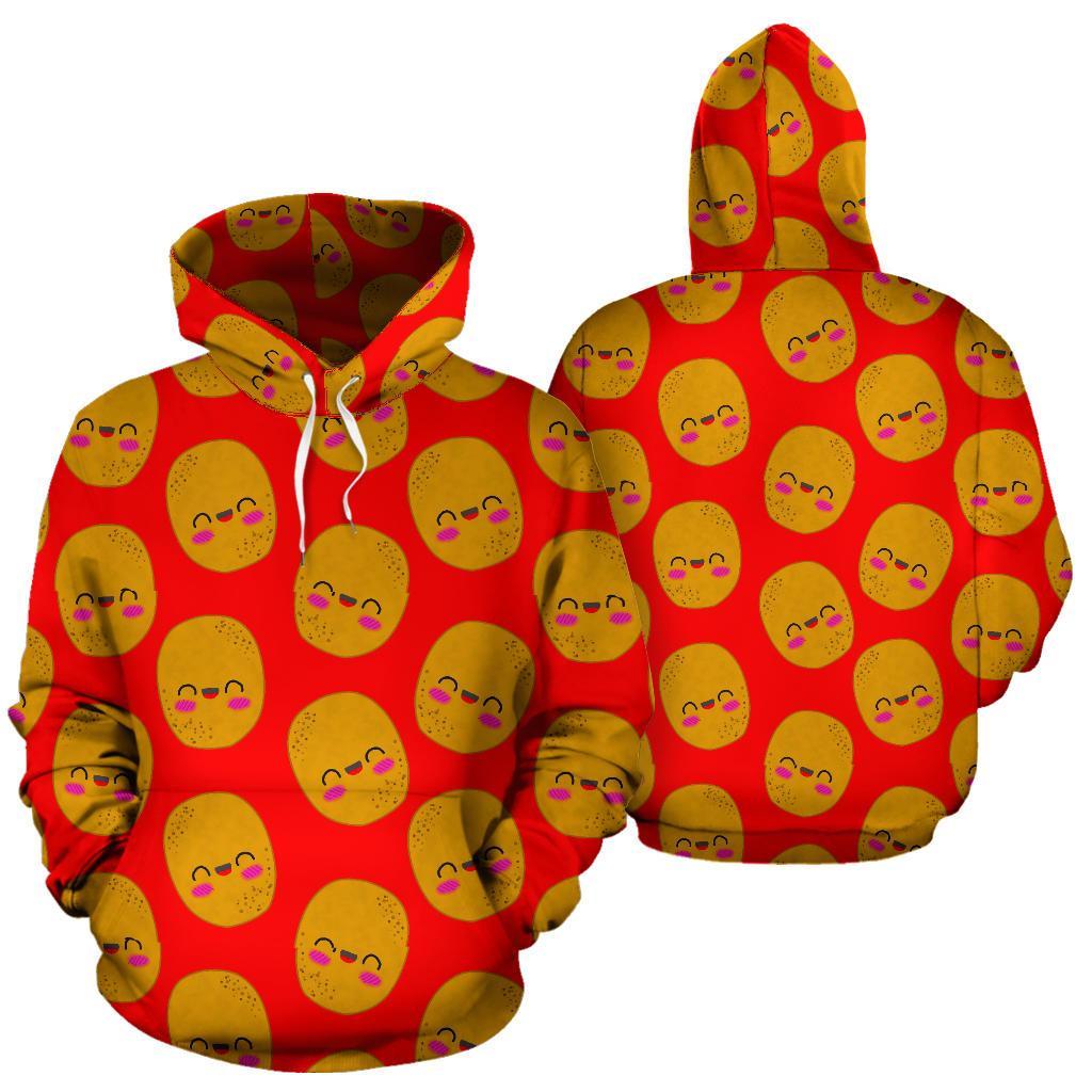 Potato Smile Pattern Print Men Women Pullover Hoodie-grizzshop