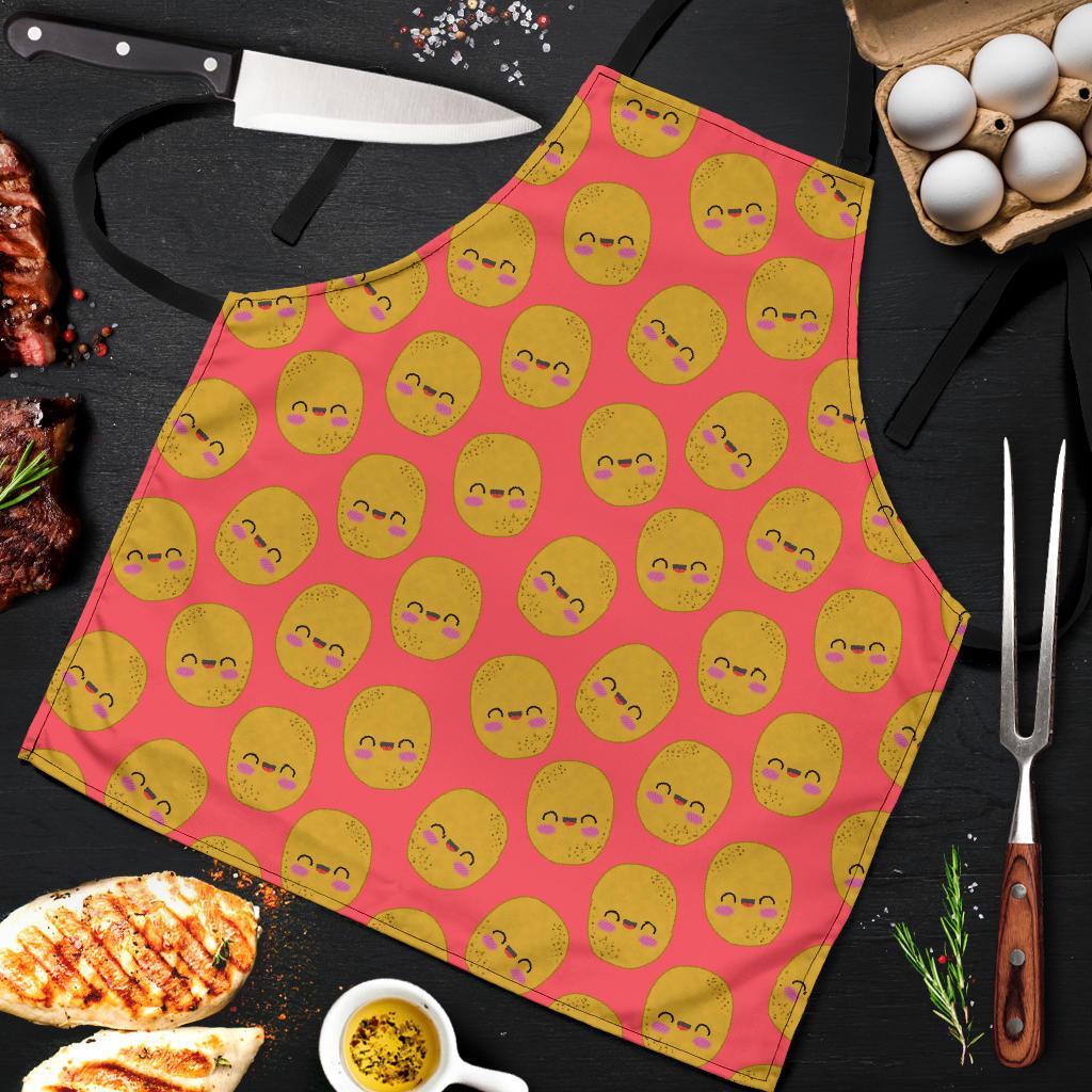 Potato Smile Pattern Print Men's Apron-grizzshop