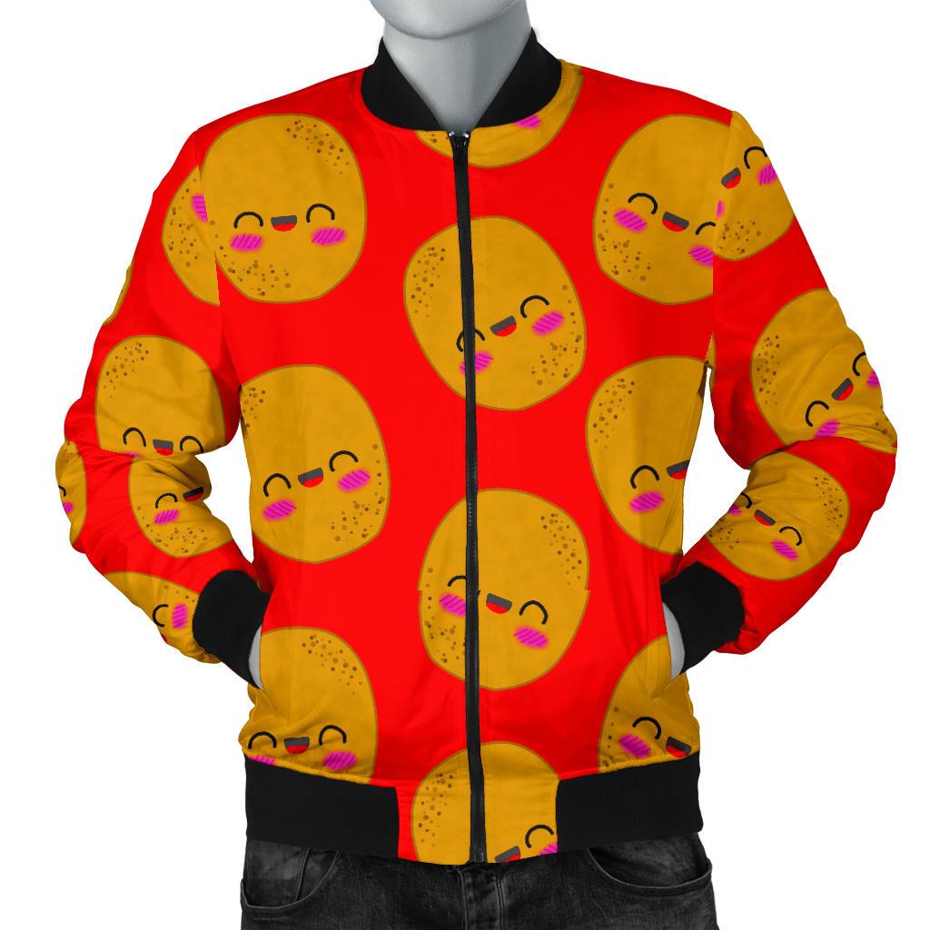 Potato Smile Pattern Print Men's Bomber Jacket-grizzshop