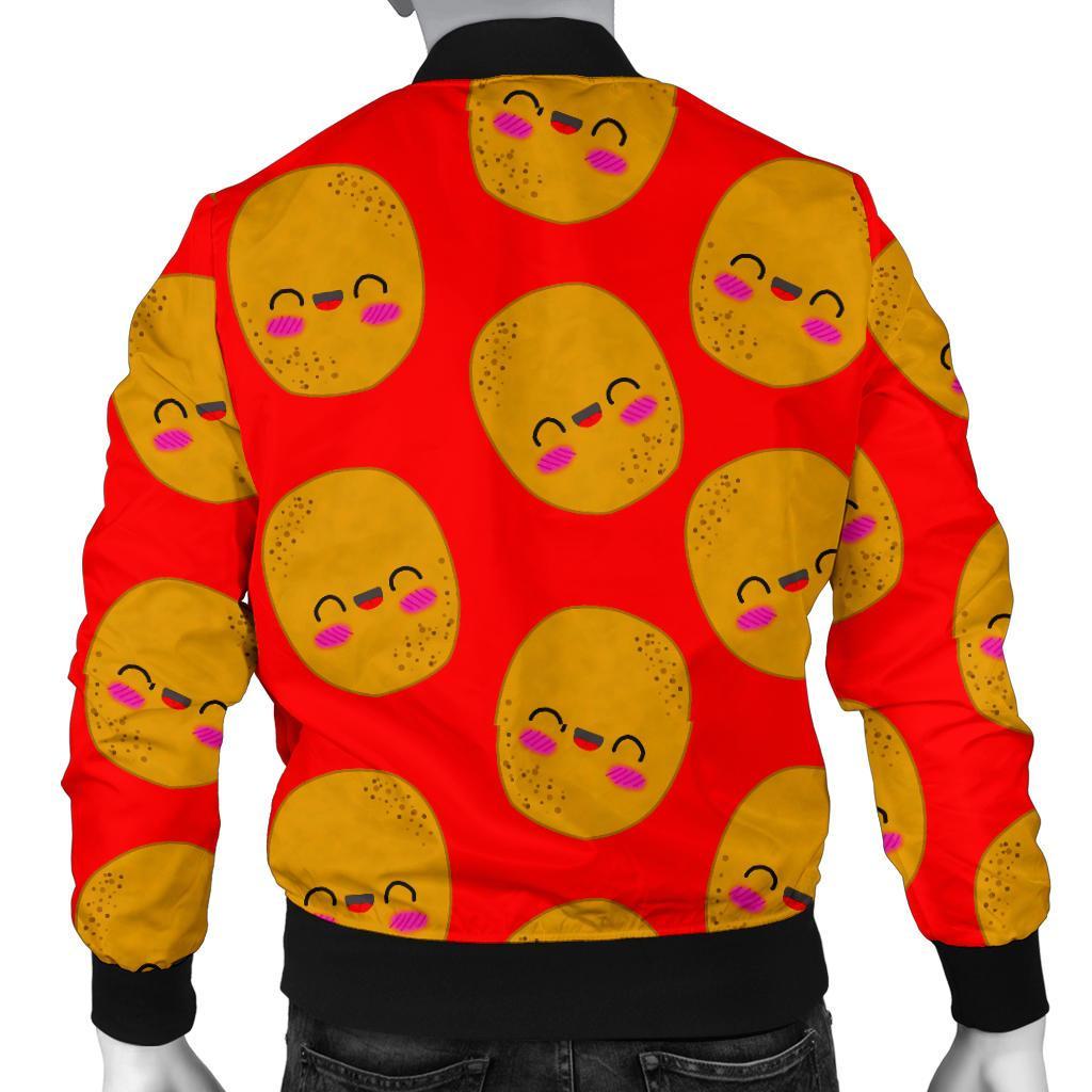 Potato Smile Pattern Print Men's Bomber Jacket-grizzshop