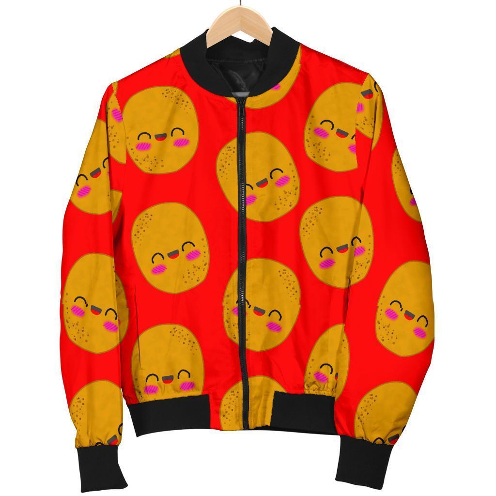 Potato Smile Pattern Print Men's Bomber Jacket-grizzshop