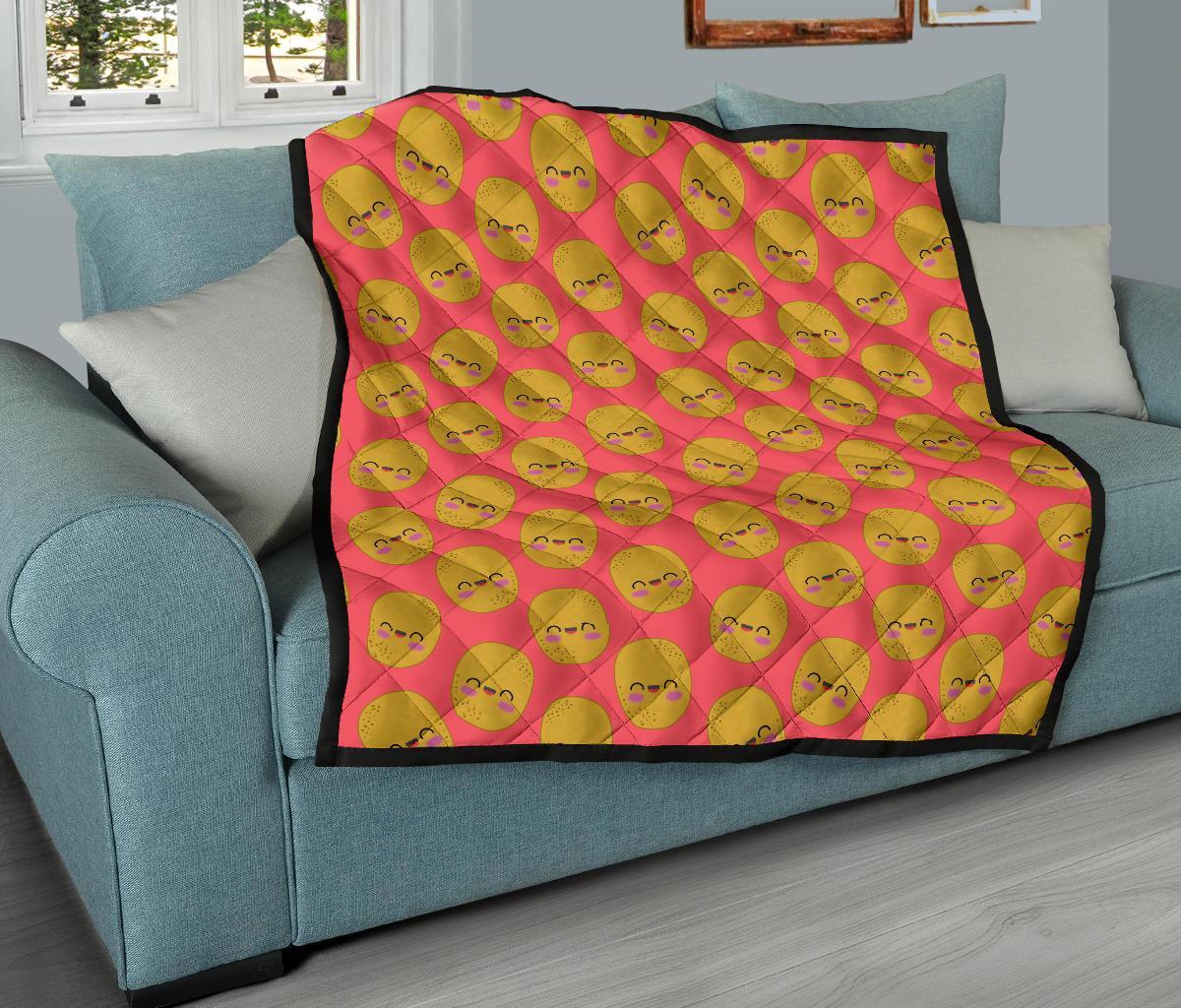 Potato Smile Pattern Print Quilt-grizzshop