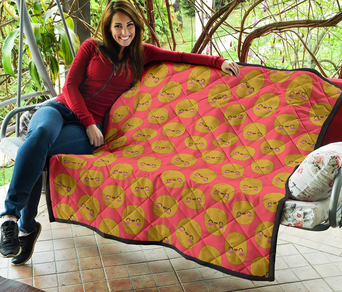 Potato Smile Pattern Print Quilt-grizzshop