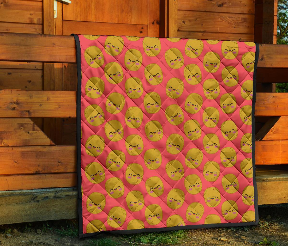 Potato Smile Pattern Print Quilt-grizzshop