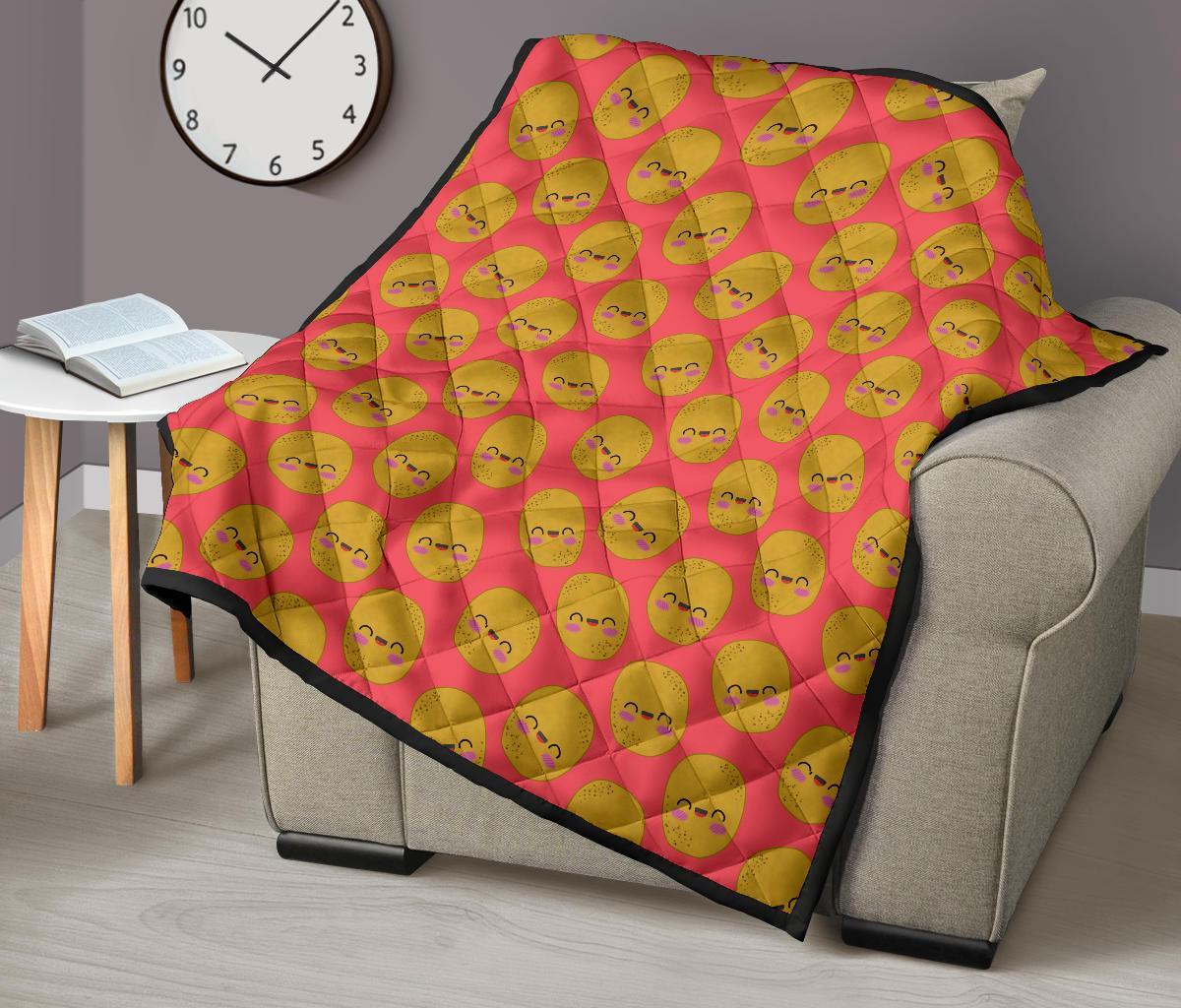 Potato Smile Pattern Print Quilt-grizzshop