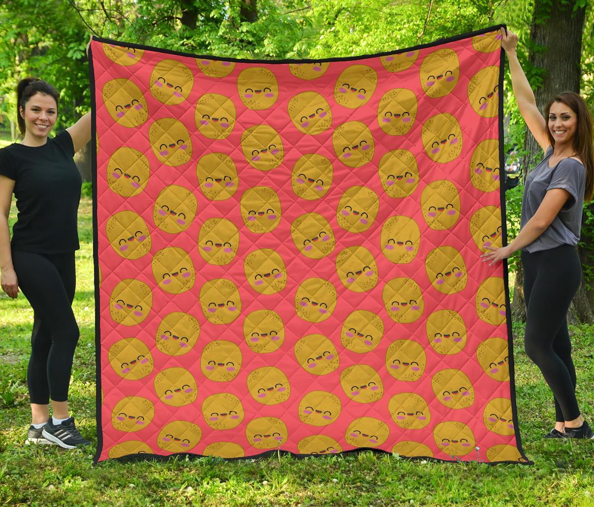 Potato Smile Pattern Print Quilt-grizzshop