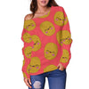 Potato Smile Pattern Print Women Off Shoulder Sweatshirt-grizzshop