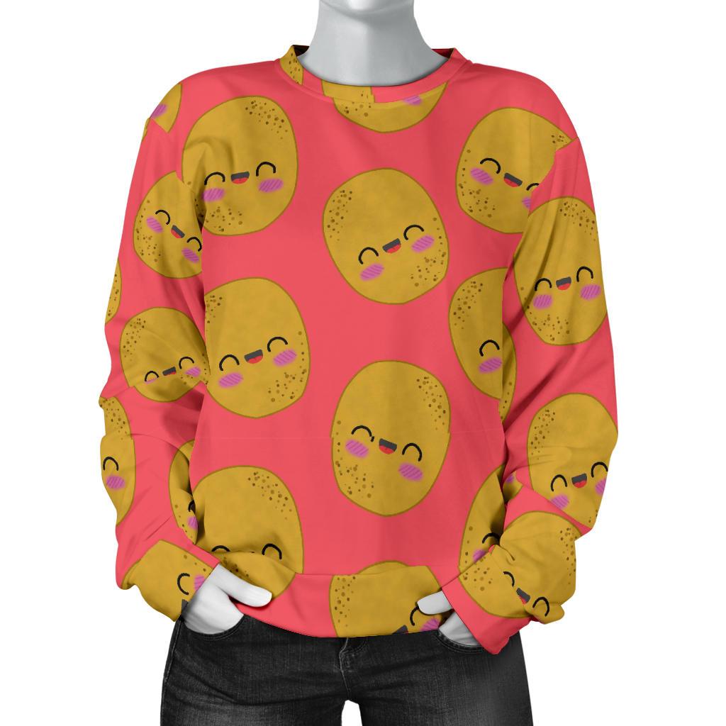 Potato Smile Pattern Print Women's Sweatshirt-grizzshop