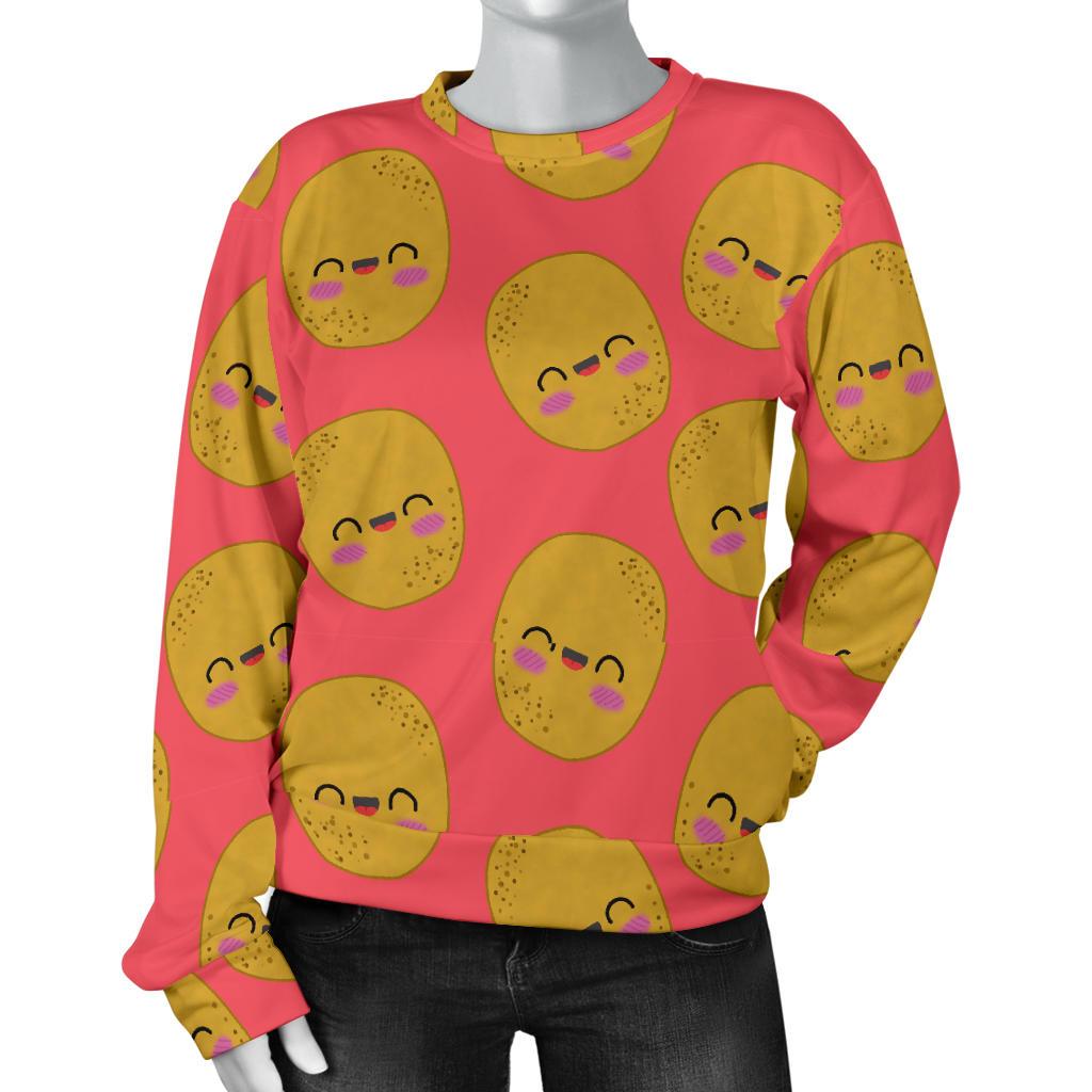 Potato Smile Pattern Print Women's Sweatshirt-grizzshop