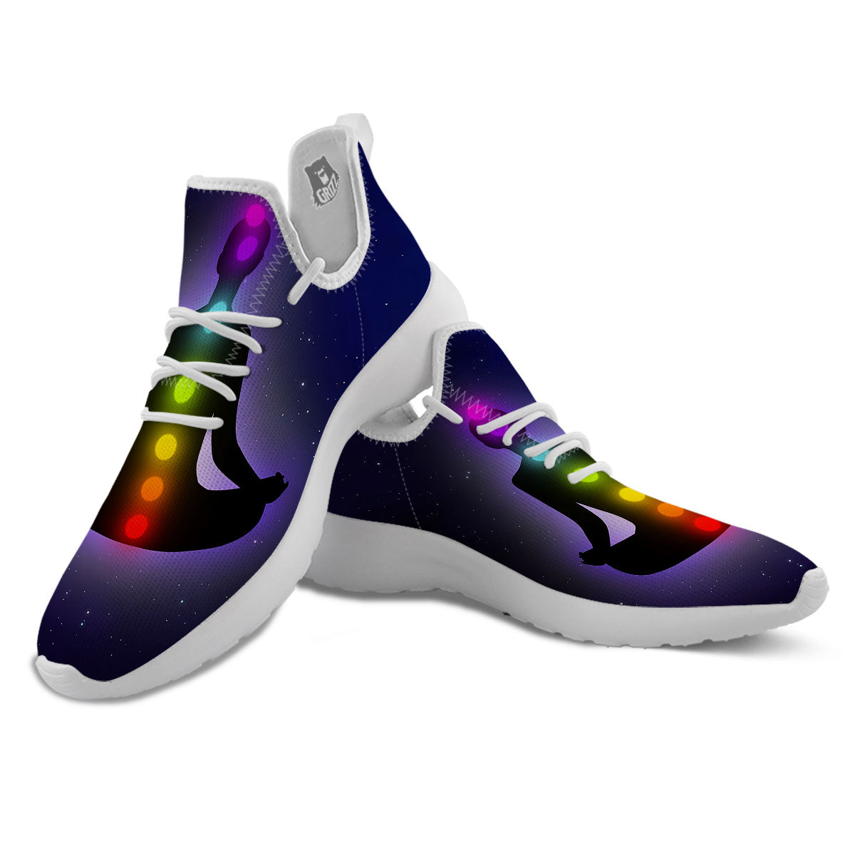 Power Of Seven Chakras Print White Athletic Shoes-grizzshop